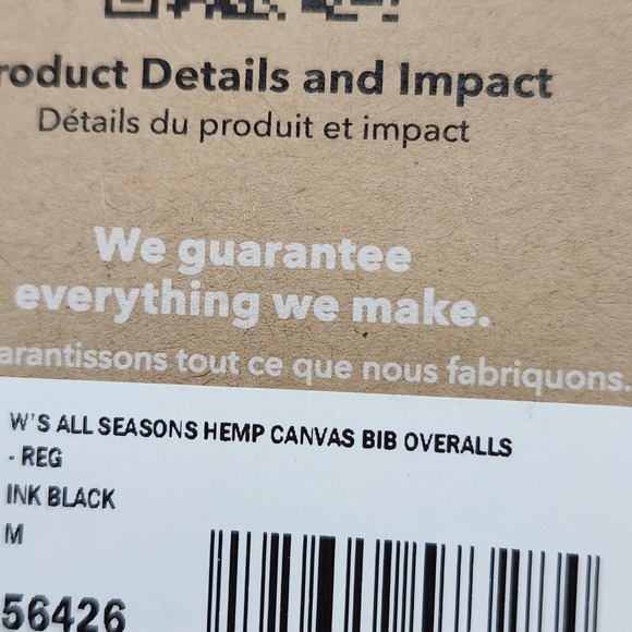 Patagonia All Seasons Hemp Canvas Bib Overalls Ink Black 56426 Womens Medium REG - Picture 5 of 14